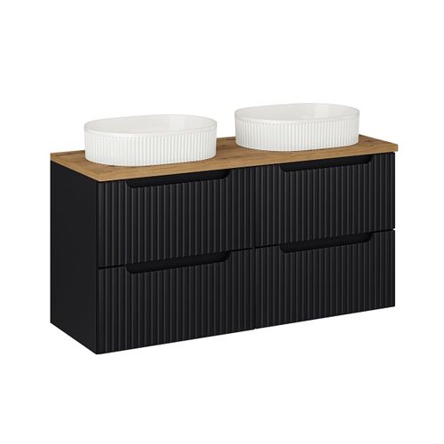 Meuble Double Vasque 4 Tiroirs Stratifiés Noir Et Beige