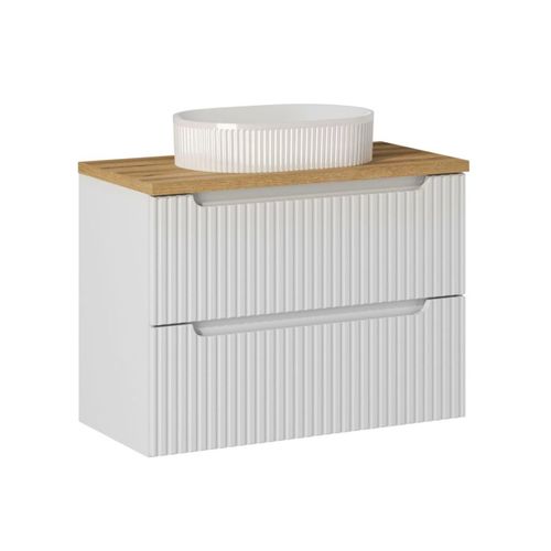 Meuble Vasque 2 Tiroirs Stratifiés Blanc Et Beige