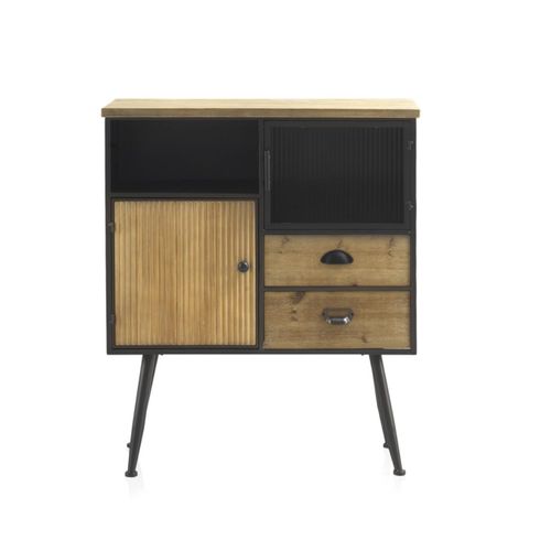 Commode En Métal Avec Dessus En Bois