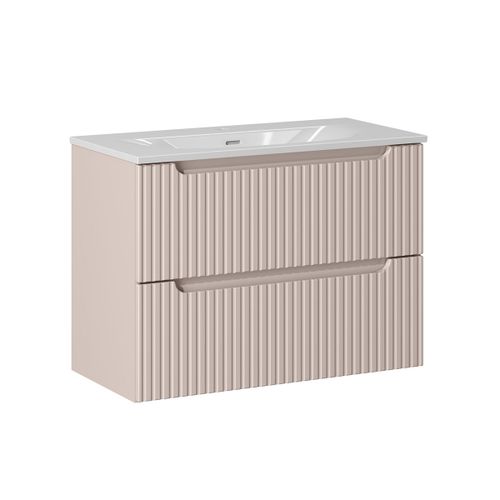 Meuble Vasque Encastrée 2 Tiroirs Stratifiés Beige