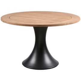 Table À Manger D'extérieur Rond En Métal Et Teck Marron