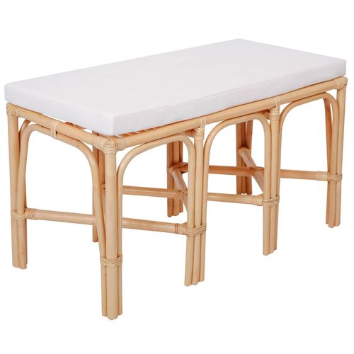 Banc En Rotin Naturel Et Tissu Beige