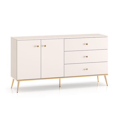 Buffet 2 Portes 3 Tiroirs Stratifiés Beige