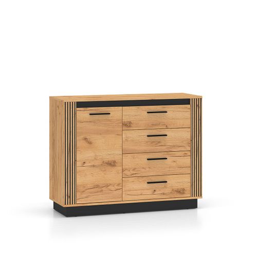 Buffet 1 Porte 4 Tiroirs Stratifiés Beige