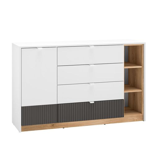 Buffet 1 Porte 4 Tiroirs Stratifiés Blanc