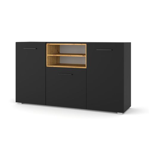 Buffet 3 Portes Stratifiés Noir Et Beige