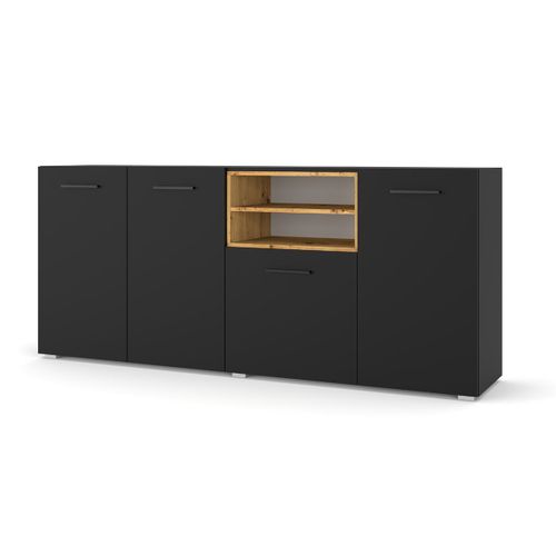 Buffet 4 Portes Stratifiés Noir Et Beige