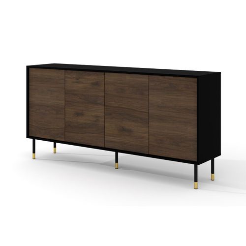 Buffet 4 Portes Stratifiés Beige Et Noir