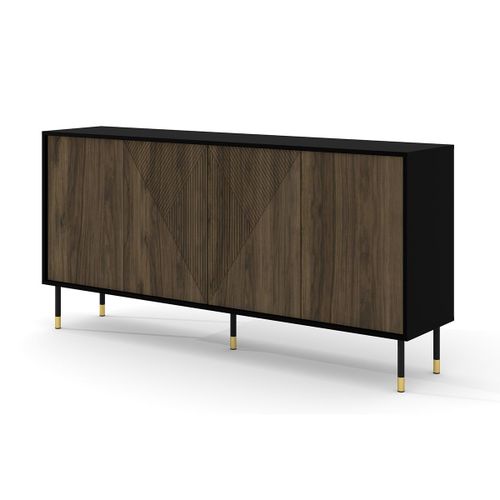 Buffet 4 Portes Stratifiés Beige Et Noir