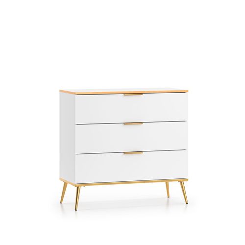 Commode 3 Tiroirs Stratifiés Blanc