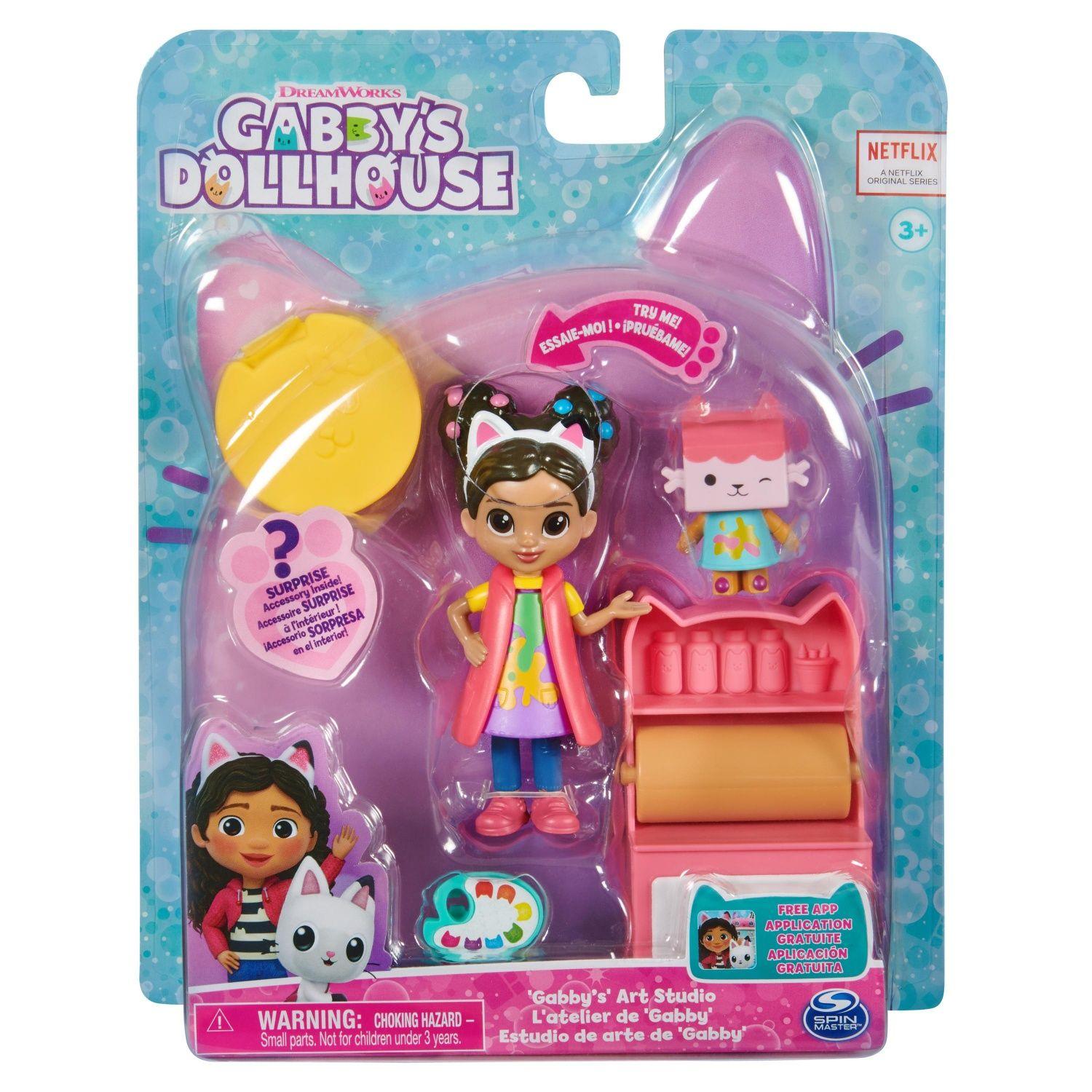 Gabby et la Maison Magique - Gabby's Dollhouse - PACK 2 FIGURINES ET  ACCESSOIRES - Coffret Studio d'Art - Gabby, 1 Figurine Chat Et Accessoires  