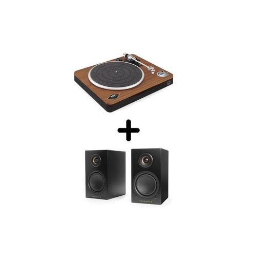 PLATINE VINYLE HOUSE OF MARLEY SIMMER DOWN BLUETOOTH + ENCEINTES AMPLIFIÉES BLUETOOTH TRIANGLE LN01A NOIR VENDUES PAR PAIRE