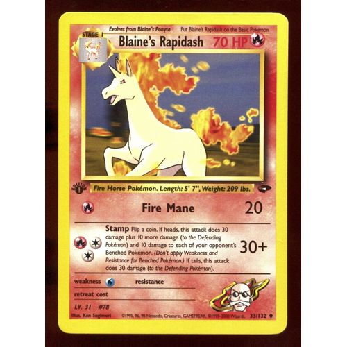 Pokemon Blaine's Rapidash ( Galopa ) 33 / 132 1ére Edition
