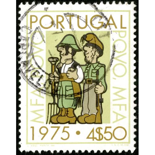 Timbre Oblitéré Portugal, Mfa Povo, 1975, 4s50