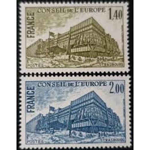 Conseil De L'europe : Palais De L'europe Bâtiment Du Conseil La Paire Année 1980 Timbres De Service N° 63 64 Yvert Et Tellier Luxe