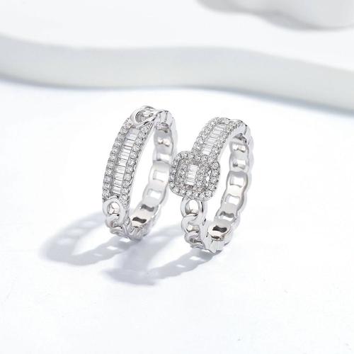 Chaîne De Couture Blanche S925 Silver Ring Female Style Twin Couple Rings Suit European Ring American Middle East Cross-Border
