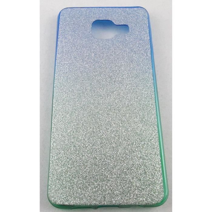 Coque Samsung Galaxy A3 2016 Verte Et Bleu À Paillette