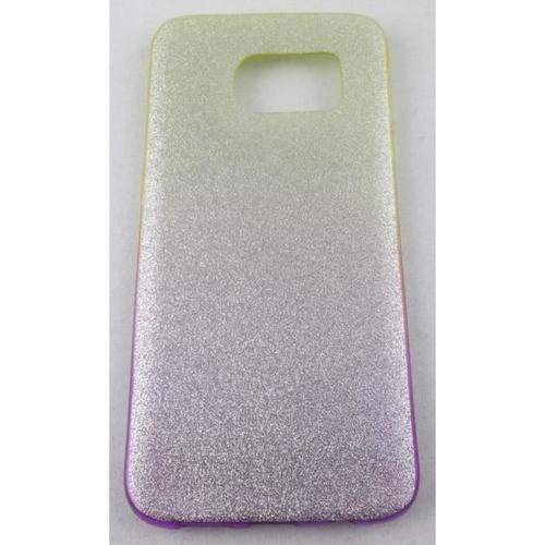 Coque Samsung Galaxy S7 Edge Violette Et Jaune À Paillette