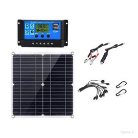 20W Panneau solaire 12V 10A Contrôleur de batterie Chargeur de voiture  Alimentation de batterie extérieure pour batterie de véhicule avec prise  Obd
