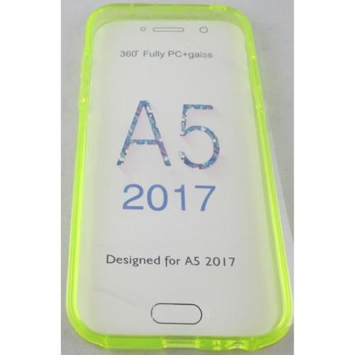 Coque Samsung Galaxy A5 2017 Intégrale Transparente Et Jaune Avant Arrière