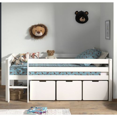 Paris Prix - Pack - Lit Enfant Surélevé & 3 Tiroirs "Pino" 90x200cm Blanc