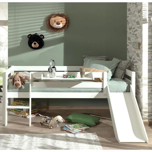 Paris Prix - Pack - Lit Enfant Surélevé & Etagère "Pino Ii" Blanc
