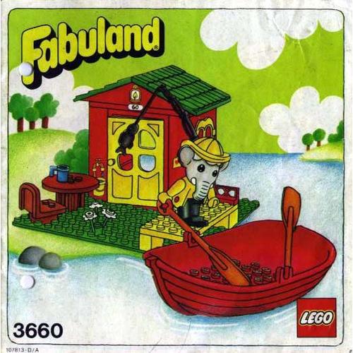 Lego Vintage Fabuland 3660 Maison Du Pécheur Avec 1 Figurine Éléphant