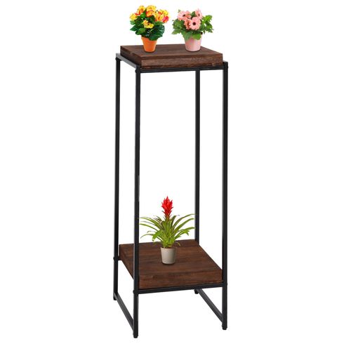 Table À Fleurs Hwc-K71, Étagère À Fleurs Table D'appoint Étagère À Plantes, Certifiée Mvg Mdf Métal   Brun Foncé, 101cm