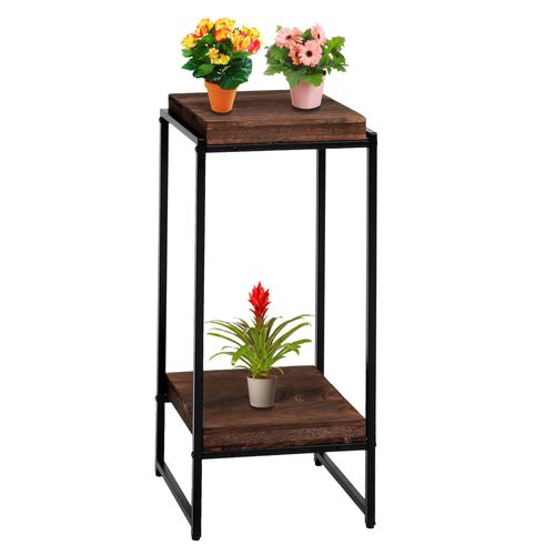 Table À Fleurs Hwc-K71, Étagère À Fleurs Table D'appoint Étagère À Plantes, Certifiée Mvg Mdf Métal   Brun Foncé, 82cm