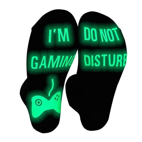 Do Not Disturb I'm Gaming Socks Cotton Novelty Funny Dress Fluorescent Socks For Boy Women Men-Short (Ne Me Dérangez Pas, Je Joue)