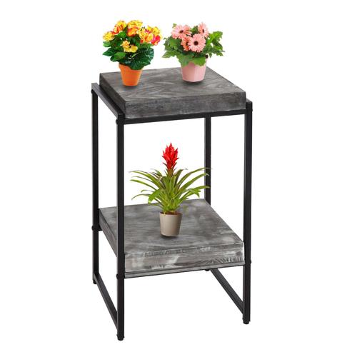 Table À Fleurs Hwc-K71, Étagère À Fleurs Table D'appoint Étagère À Plantes, Certifiée Mvg Mdf Métal   Gris Foncé, 61cm