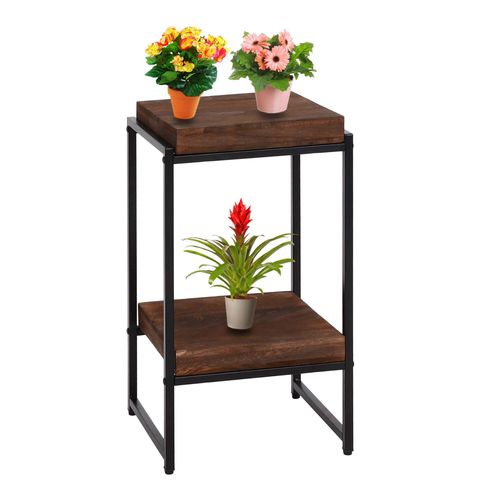 Table À Fleurs Hwc-K71, Étagère À Fleurs Table D'appoint Étagère À Plantes, Certifiée Mvg Mdf Métal   Brun Foncé, 61cm