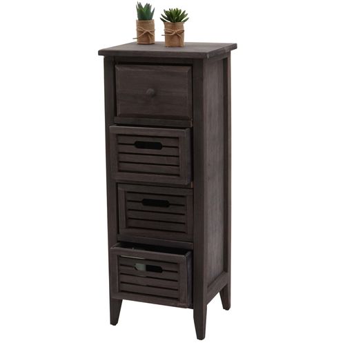 Commode T18, Armoire À Tiroirs, 4 Tiroirs, 74x30x25cm Shabby-Look Vintage   Gris-Brun