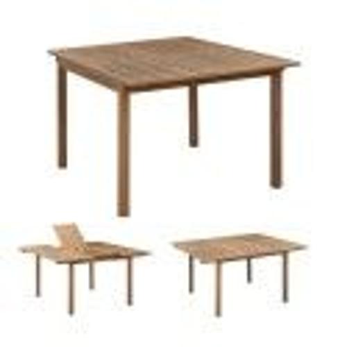 Table De Jardin Carré Extensible 8 Personnes - Acacia - Dimensions : 100/140 X 140 X 75 Cm