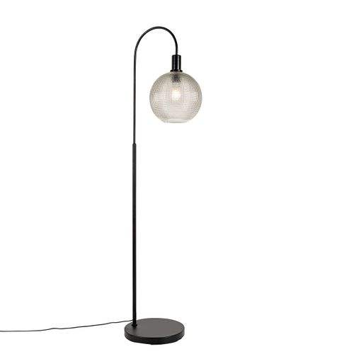 Qazqa Design Design Vloerlamp Zwart Met Smoke Glas - Chico Verre /Acier Noir,Transparent Oblongue / Luminaire / Lumiere / ÃClairage / Intã©Rieur / Salon E27 Max. 1 X 40 Watt