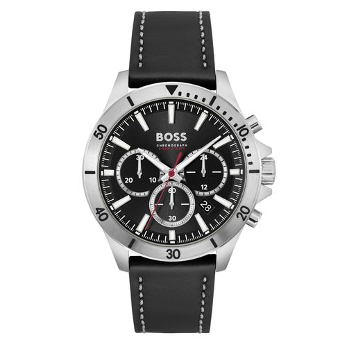 Boss Pour Des Hommes Montre En Cuir Troper, Noir