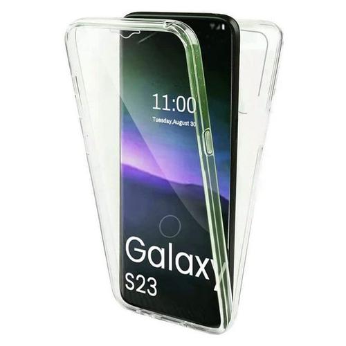 Coque Pour Samsung Galaxy S23 5g - Housse Etui Silicone Gel 360 Integrale + Verre Trempe - Transparent