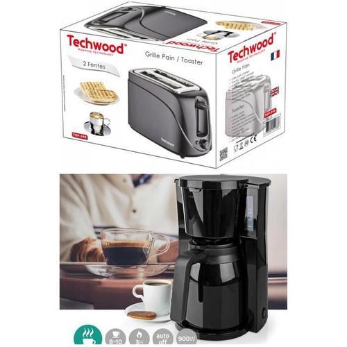 Pack Déjeuner Cafetière Thermo Isotherm Noire 8 Tasses 900W + Grille pain Noir 700W 2 emplacements