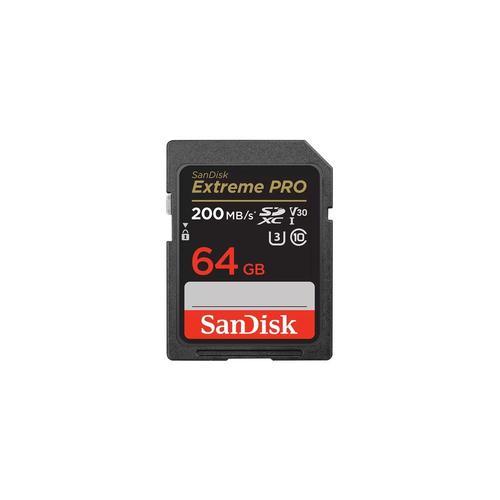 SanDisk Extreme Pro - Carte mémoire flash - 64 Go - Video Class V30 / UHS-I U3 / Class10 - Sdxc UHS-I