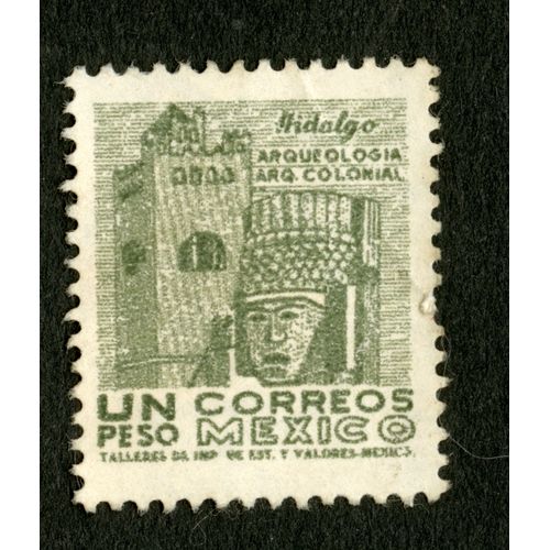 Timbre Oblitéré Mexico, Hidalgo, Arqueologia Colonial, Un Peso, Correos