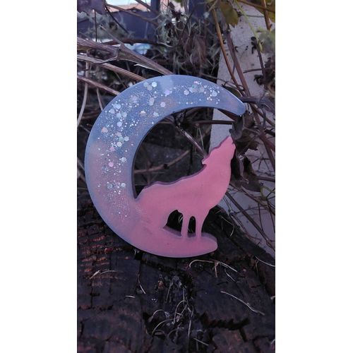 Décoration en résine epoxy Lune et Loup