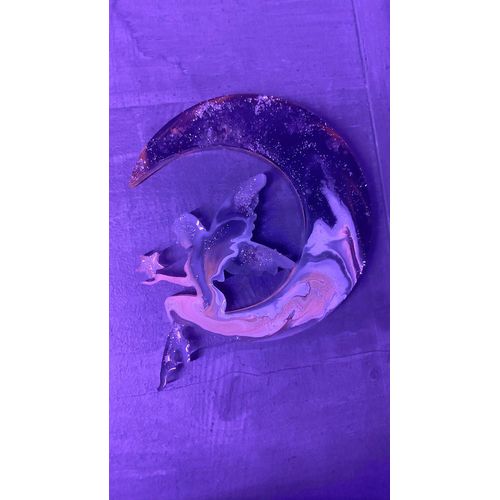 Décoration en résine epoxy Lune et fée 