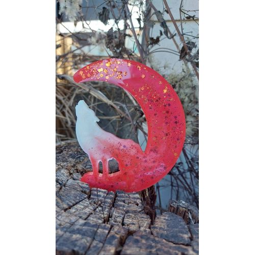 Décoration en résine epoxy Lune et Loup