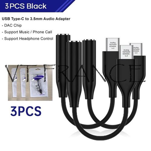 Samsung Adaptateur USB-C a Jack 3.5mm, Couleur: Noir 3pcs