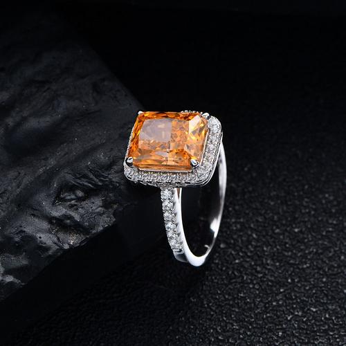 Orange Carats 8*10mm High Carbon Diamond 925 Sterling Silver Female Ring Morgan Orange Diamond Cutting Ring Redean
