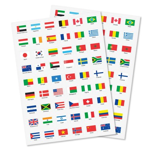 Gommettes Drapeaux De 1,7 À 2 Cm 108 Pièces