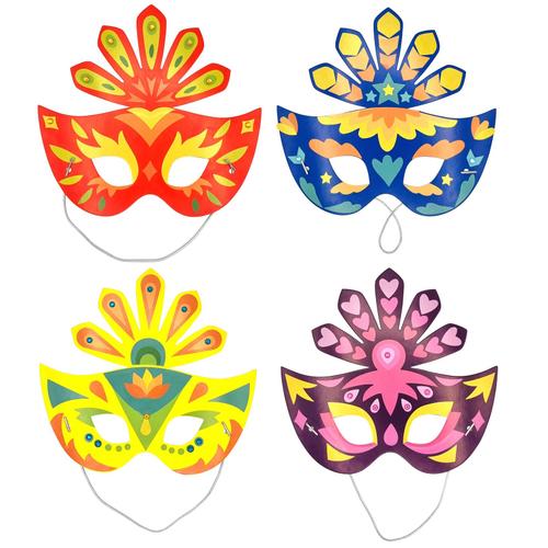 Masque Pour Enfant À Décorer Carnaval 4 Pièces