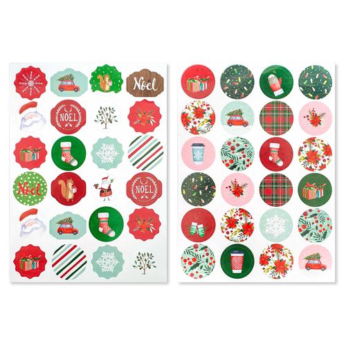 Gommettes Rondes Noël De 3 À 3,5 Cm 48 Pièces