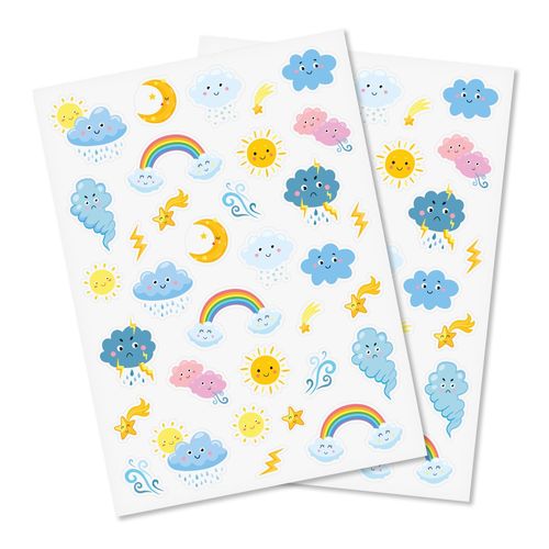 Gommettes Météo Kawaï De 1,4 À 5,2 Cm 68 Pièces