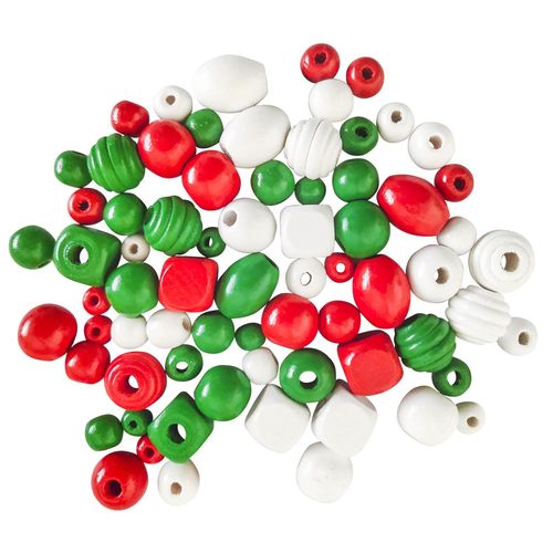 Perles En Bois Couleurs De Noël De 0,5 À 2 Cm 50 G